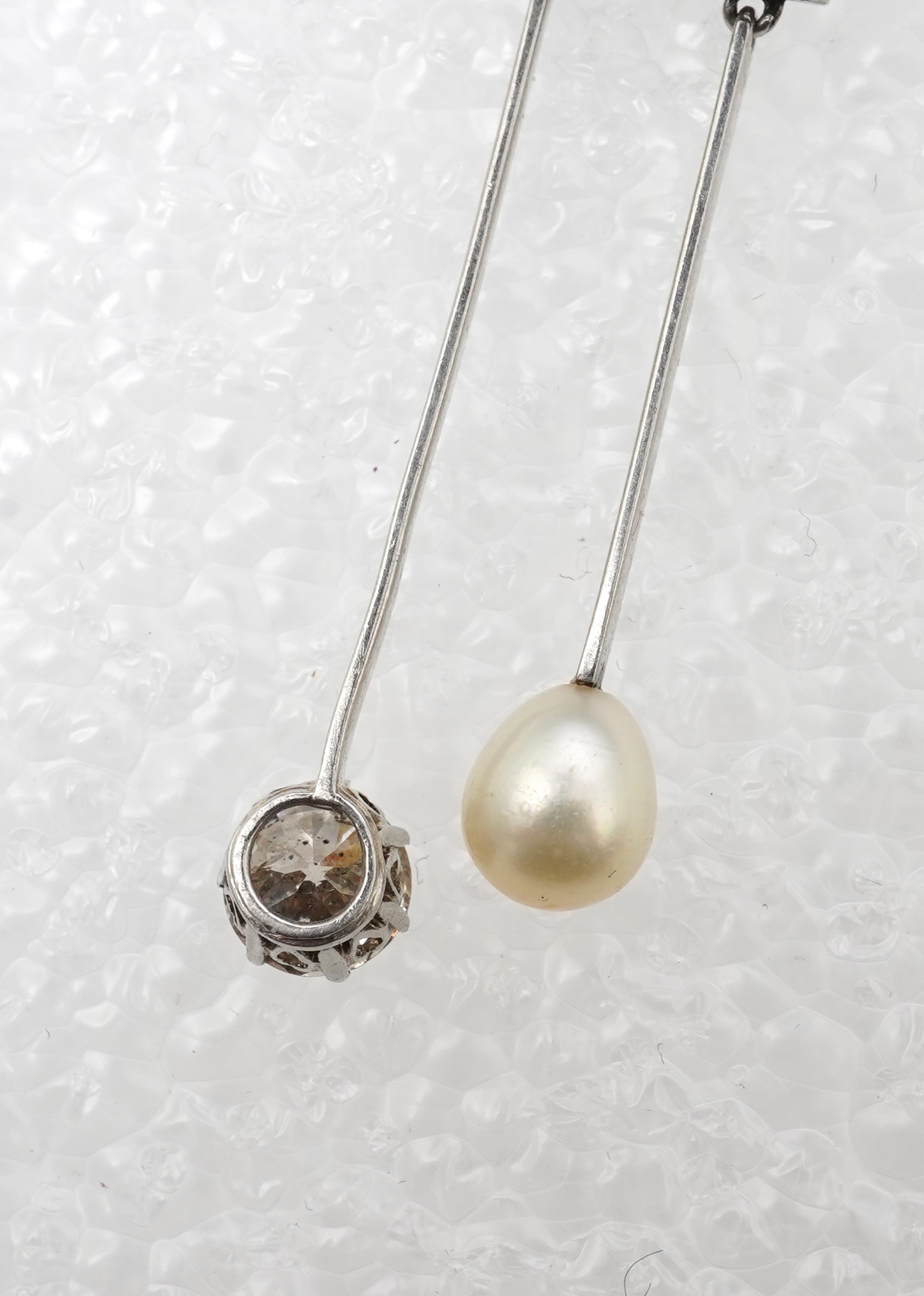 An Art Deco pearl and diamond negligée pendant, 1920s